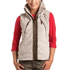 Kühl Flight Vest - Women's Size Large Sherpa Fuzzy Full Zip Tan Grey